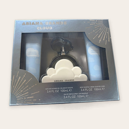 Ariana Grande Cloud 3-piece gift set, front of the sealed box