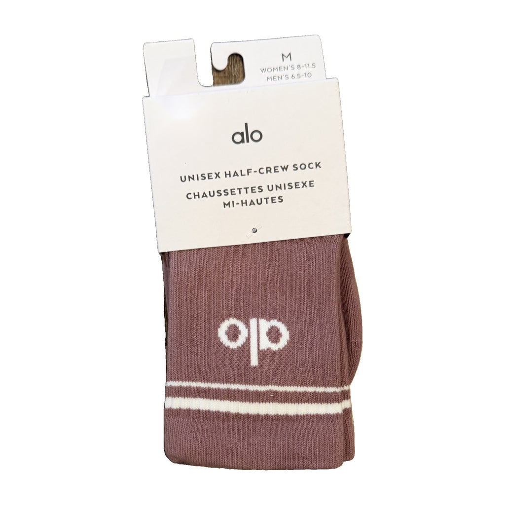 Alo Yoga Unisex Half-Crew Throwback Sock in Smoky Quartz – real photo, in original packaging