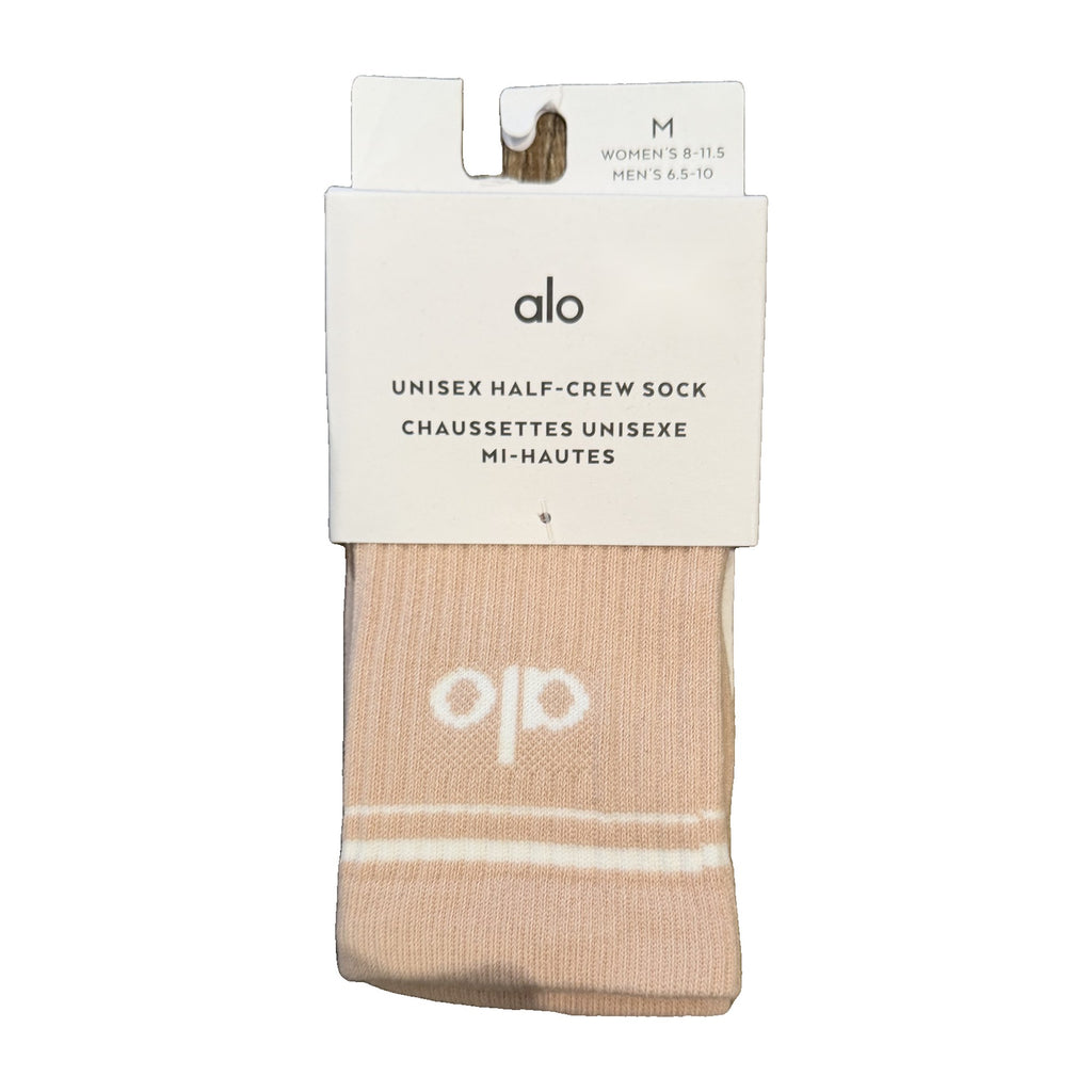 Alo Yoga Unisex Half-Crew Throwback Sock in Vintage Pink – real photo, in original packaging