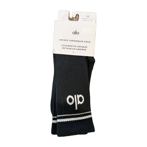 Alo Yoga Unisex Throwback Sock in Charcoal Green / Ivory – real photo, in original packaging