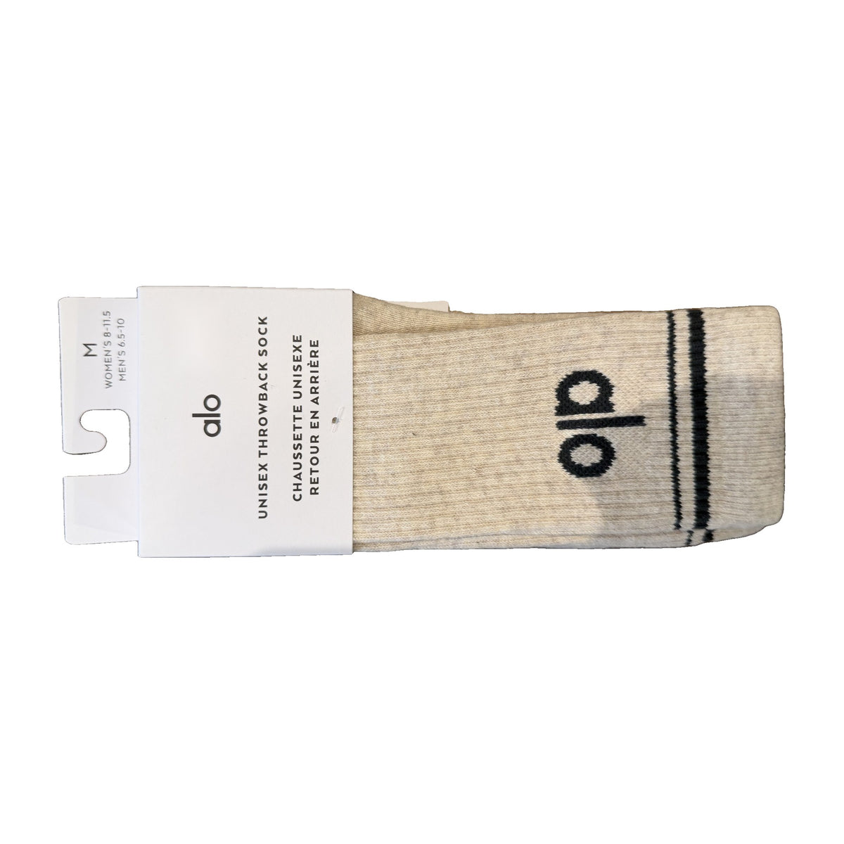 Alo Yoga Unisex Throwback Sock in Oatmeal Heather – real photo, in original packaging