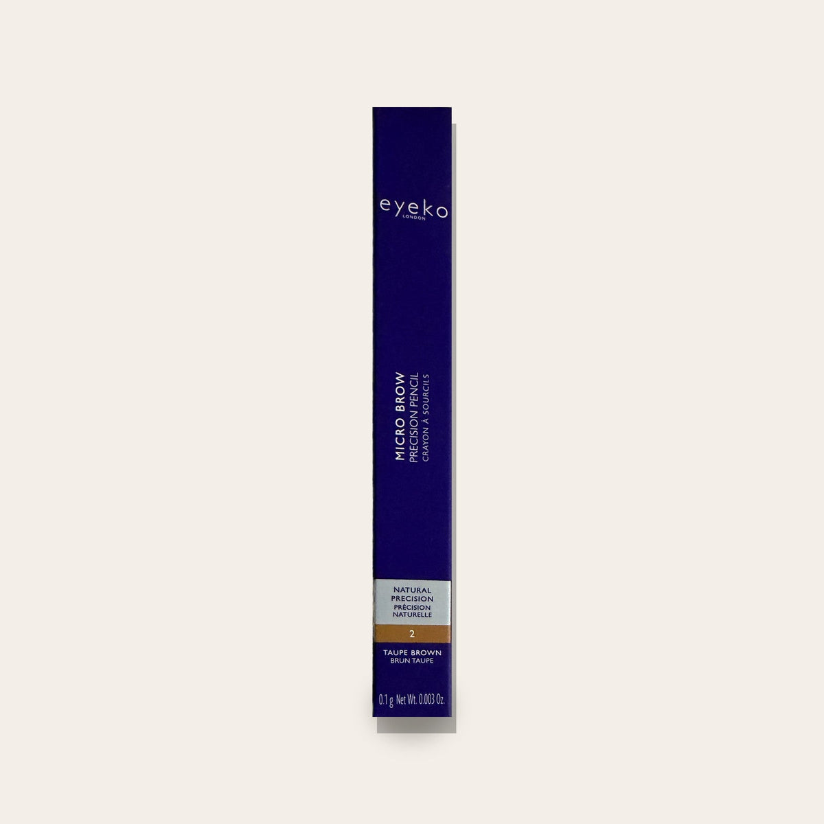Eyeko Micro Brow Precision Pencil 2 Taupe Brown box, front
