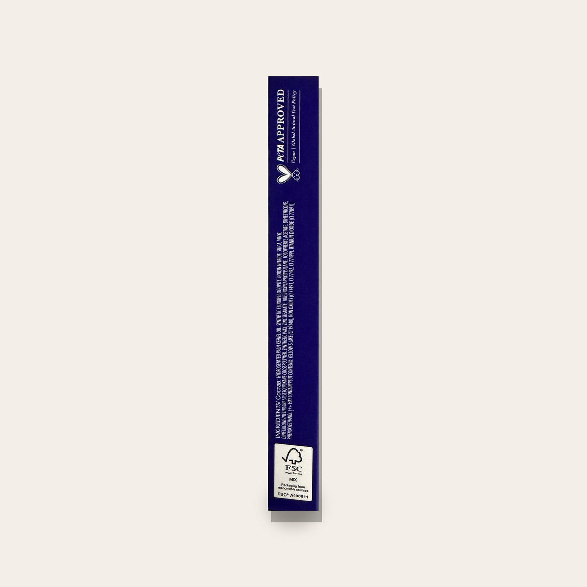 Eyeko Micro Brow Precision Pencil box back with ingredients and PETA approved mark