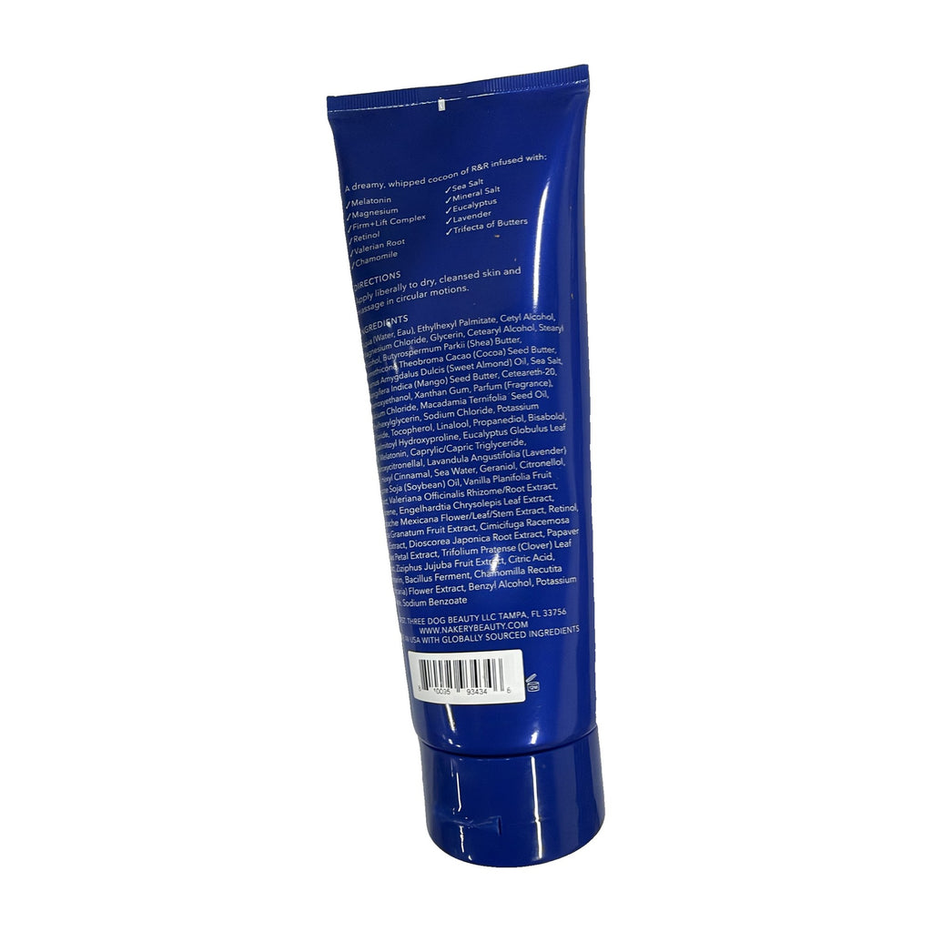 Nakery Relax + Repair Body Balm 250 mL tube back with ingredients