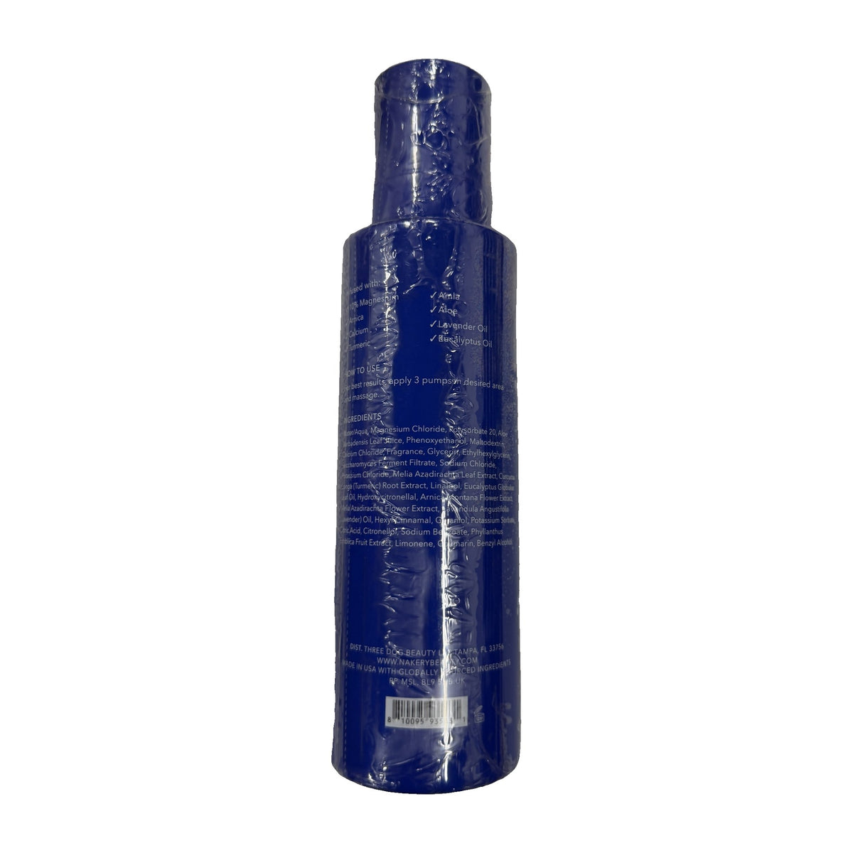 Nakery Total Body Magic Spray 360 mL bottle back with ingredients