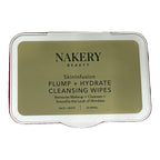 Nakery Plump + Hydrate Cleansing Wipes lid: removes makeup, face + body, 30 wipes