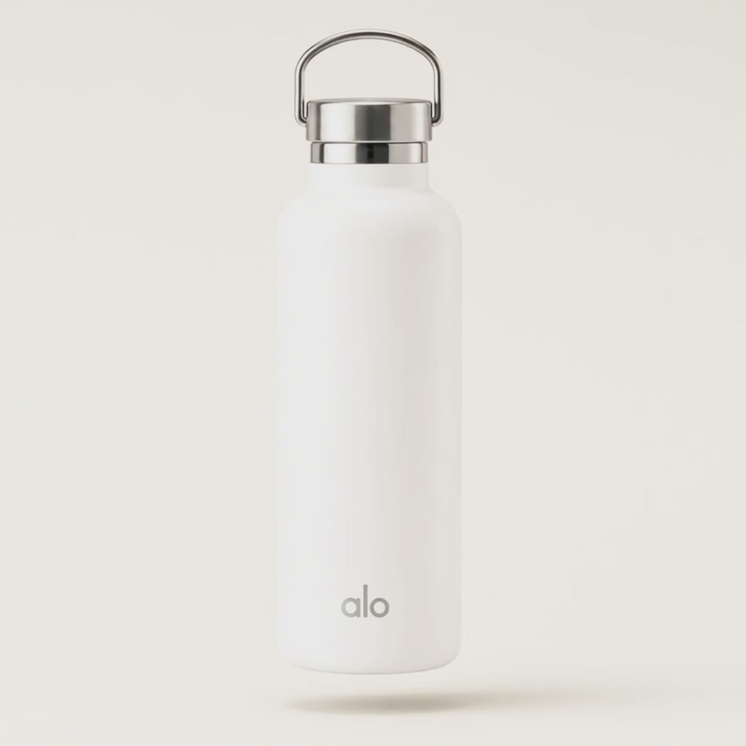 Alo Yoga Water Bottle in White – 360° view