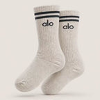 Alo Yoga Unisex Throwback Sock in Oatmeal Heather – 360° view