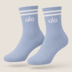 Alo Yoga Unisex Half-Crew Throwback Sock in Seashell Blue – 360° view