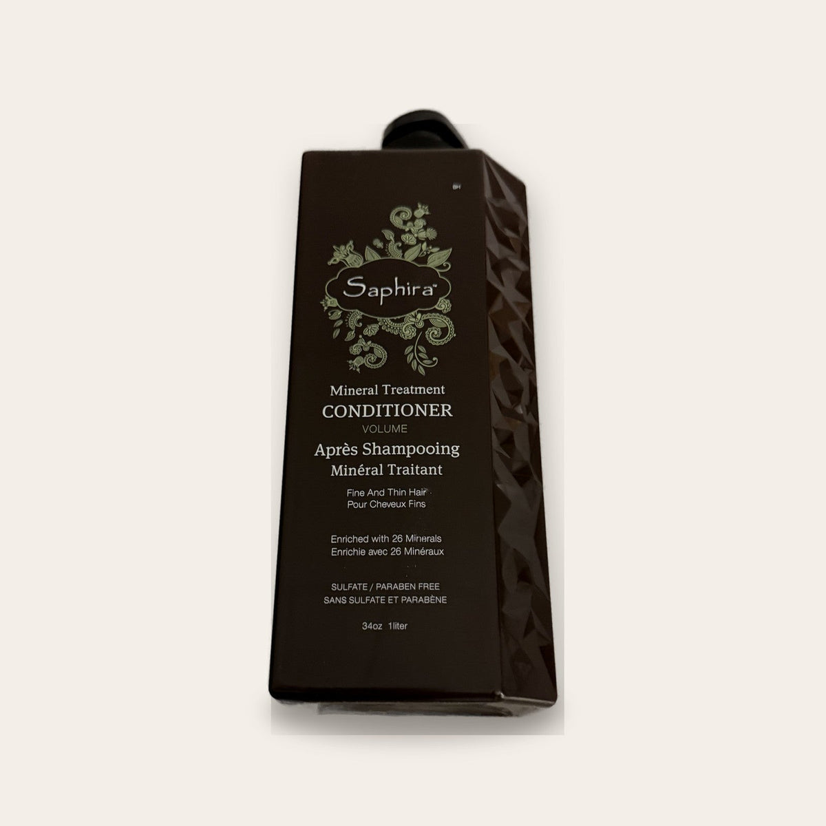 Saphira Mineral Treatment Conditioner Volume 34 oz 1 liter salon bottle, front