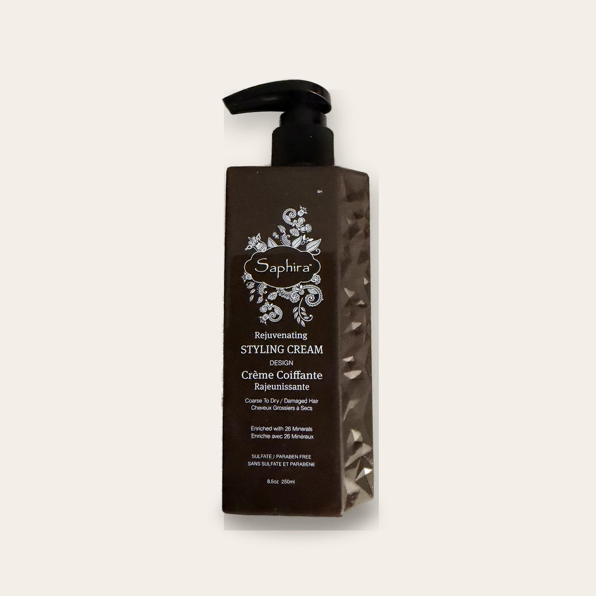 Saphira Rejuvenating Styling Cream 8.5 oz pump bottle, front