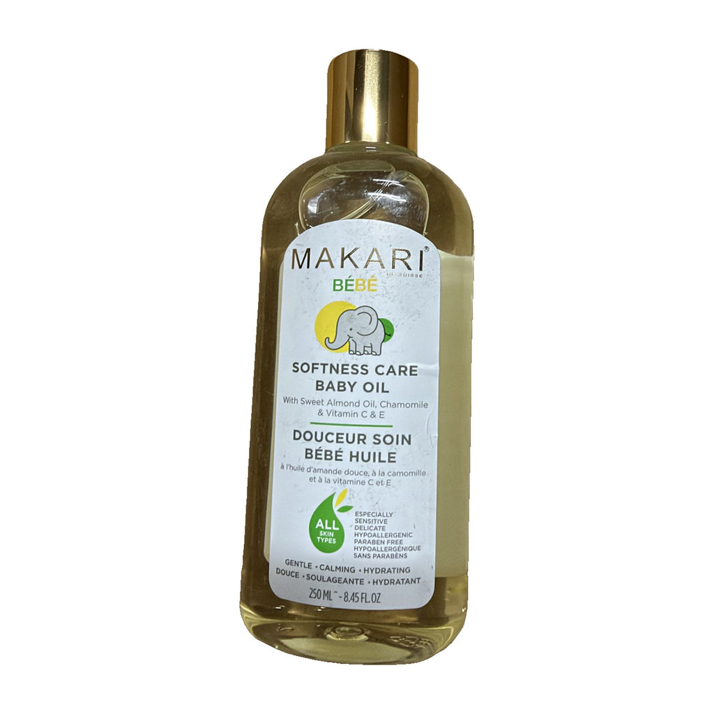 Makari Bébé Softness Care Baby Oil 250 mL bottle, front