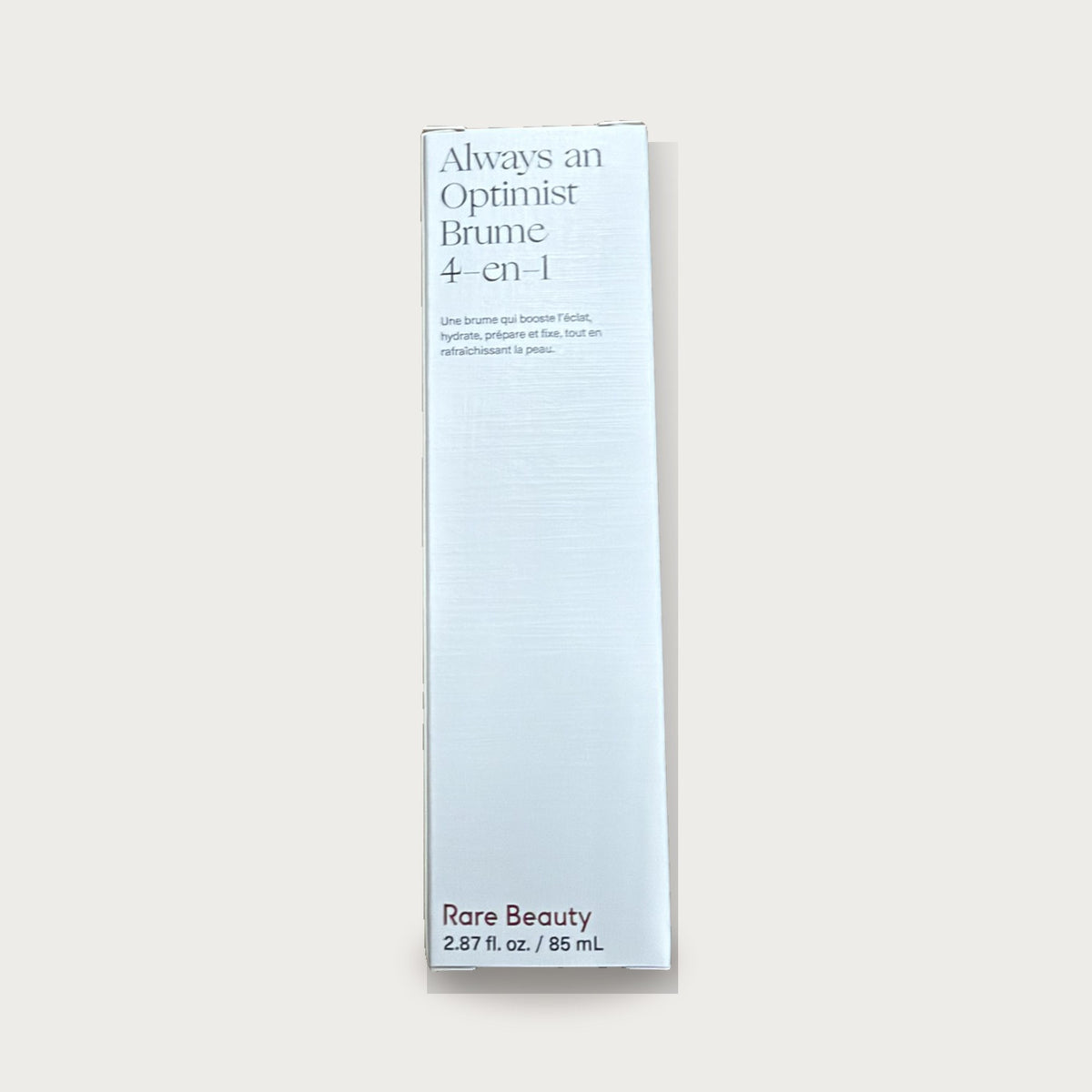 Rare Beauty Always an Optimist 4-in-1 Mist 85 mL box, front