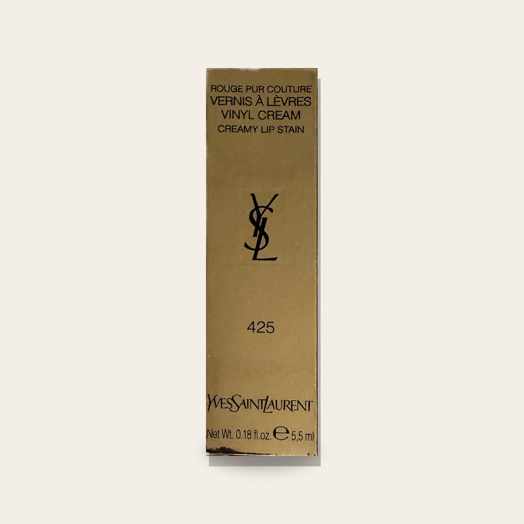 YSL Rouge Pur Couture Vernis à Lèvres Vinyl Cream 425 gold box, front