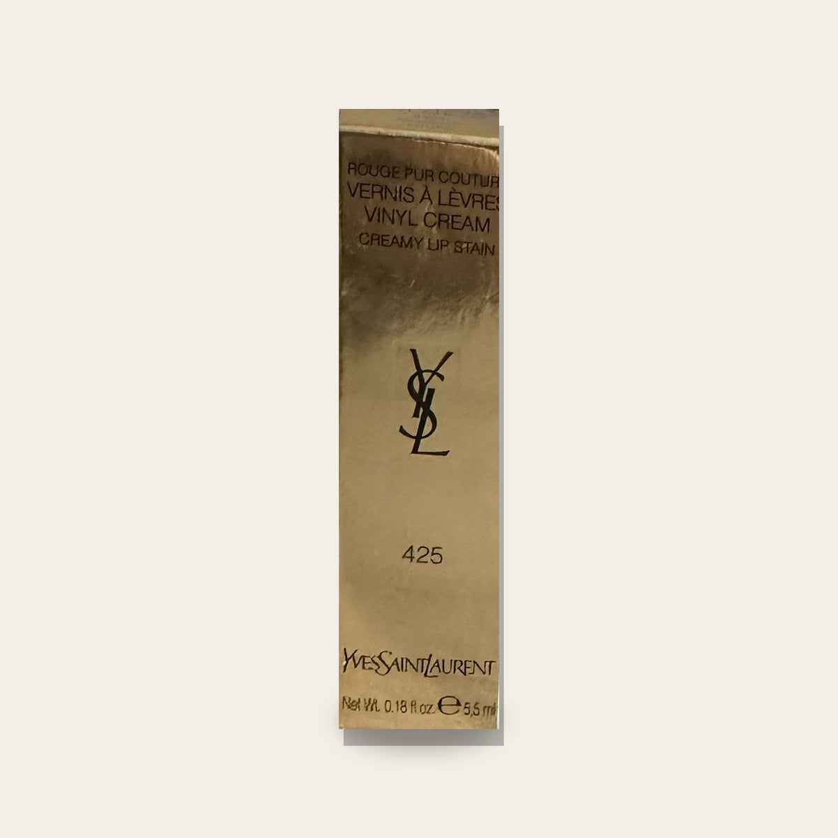 YSL Vinyl Cream 425 Make Me Yours box, angled view