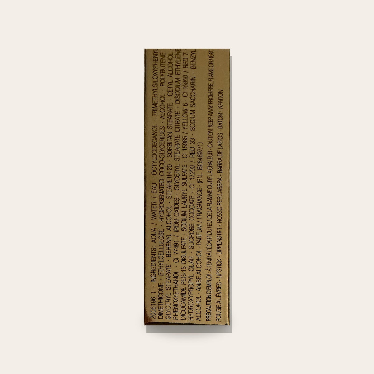 YSL Vinyl Cream box side with ingredients